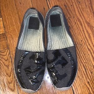 Tory Burch black and cream flat espadrilles